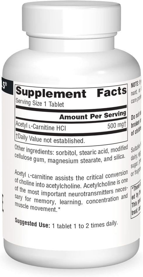 Source Naturals Acetyl L-Carnitine 500mg, 60 Tablets