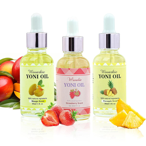 Wovarkie 3 Packs Yoni Oil for Women, 100% Natural Feminine Oil Intimate Deodorant