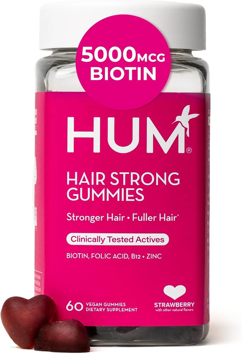 HUM Hair Strong Daily Hair Growth Gummies with Biotin, Zinc, Vitamin B12