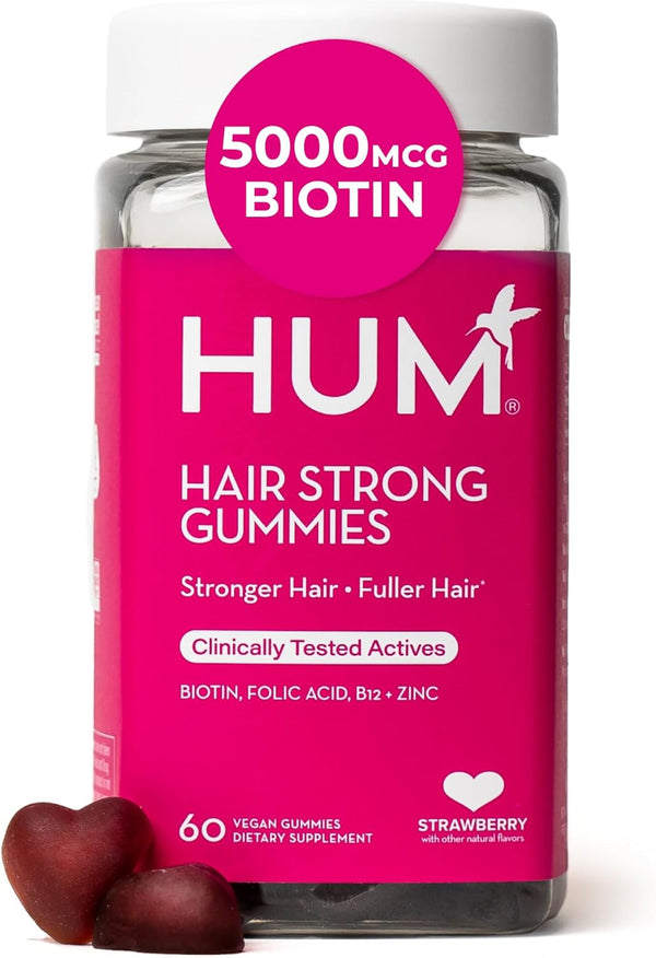 HUM Hair Strong Daily Hair Growth Gummies with Biotin, Zinc, Vitamin B12
