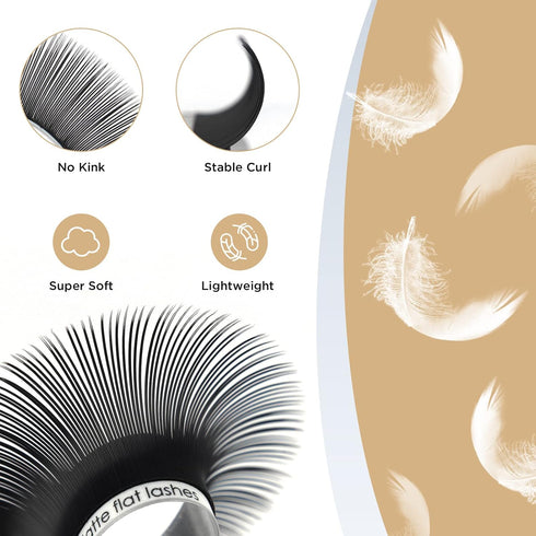LASHVIEW Individual Lashes, Ellipse Flat Eyelash Extensions 0.20mm D Curl 8-15mm Mixed Tray, Mink Black, Super Matte