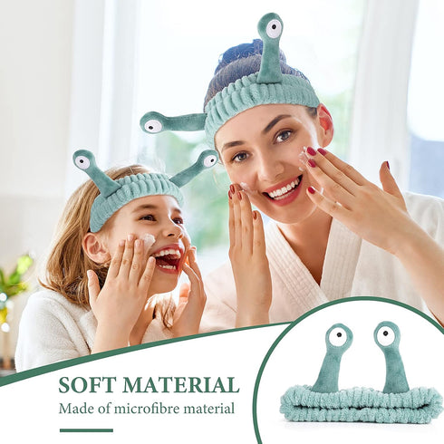 Spa Headband Facial Makeup Head Band Microfiber Soft Coral Fleece Hair Wraps, Cute Snail Cartoon Christmas Accessories