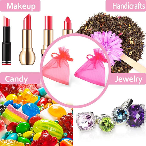 LYSXP 100pcs Random 10 Colors 3.5x4.7 Inch Mesh Organza Gift Bags with Drawstring for Jewelry Favor Pouches