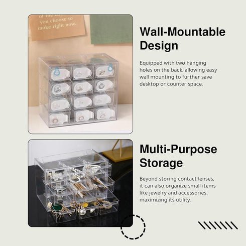 P-120 (12-Grid). daily contact lens organizer, Disposable Contact Lens Dispenser, Cute storage Box for All Brands Daily