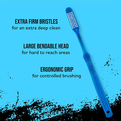 Extra Firm Toothbrush Set for Adults, Travel Toothbrush Kit, Hard Multicolor Denture Brush, Large Head, Manual Hard