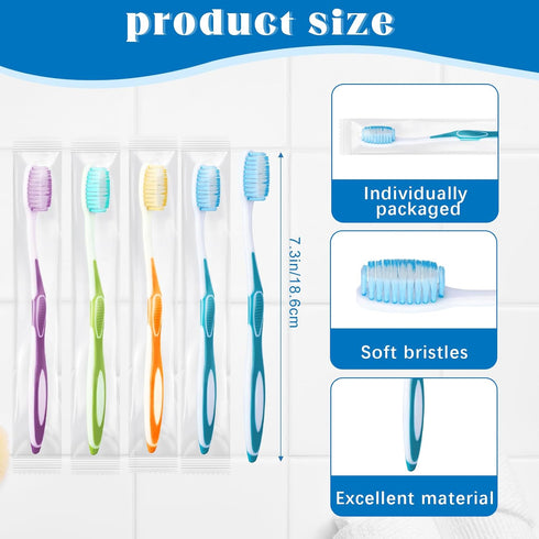 Maxcheck 200 Packs Colorful Prepasted Disposable Toothbrushes, Individually Pre Pasted Toothbrushes for Homeless Gift