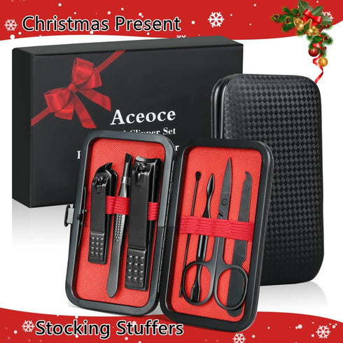 Professional Manicure Pedicure Kit for Men, Nail Grooming Tools with Travel Case, Finger and Toe Nail Clippers