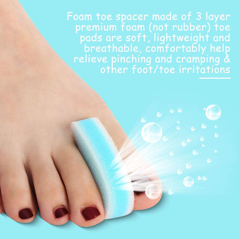 Mudder 16 Pieces Foam Toe Spacers, 3 Layer Foam Separators for Women & Men, Relief from Friction & Corns
