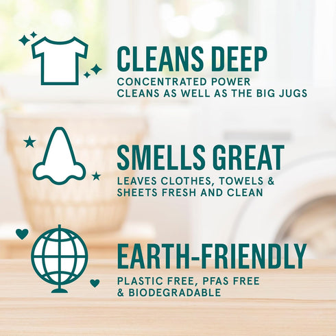 Rella Laundry Detergent Sheets, 60 Sheets, Fresh Linen Scent, Eco Friendly Travel Detergent, Biodegradable