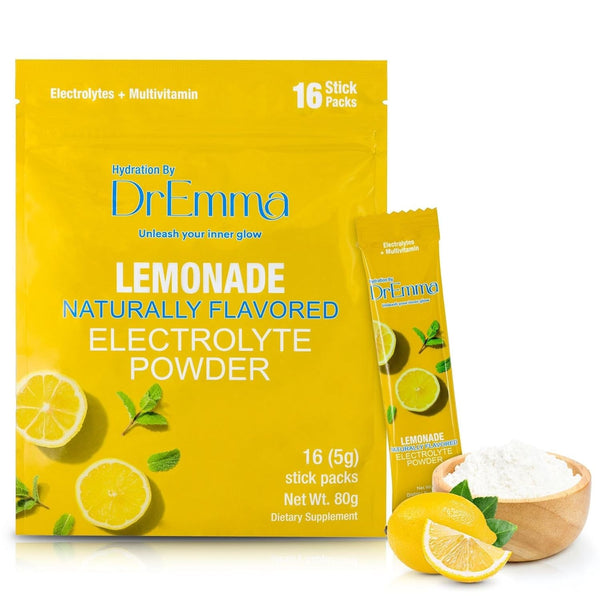 DrEmma Electrolytes Powder, Hydration Packets, Sugar-Free Lime-Lemonade Drink Mix (16 Sticks)