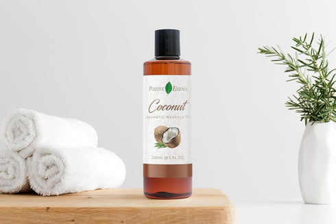 Relaxing Coconut Massage Oil, Made with Jojoba Oil, Sweet Almond Oil, Vitamin E and Extra Virgin Coconut Oil, Relaxing