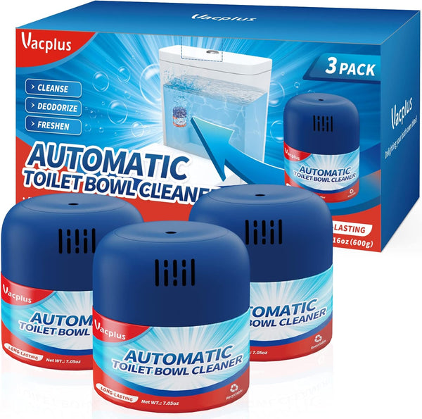 Vacplus Toilet Bowl Cleaners - 3 Pack Automatic Long-Lasting Cleaner Tablets in Bottles for Easy Toilet Cleaning