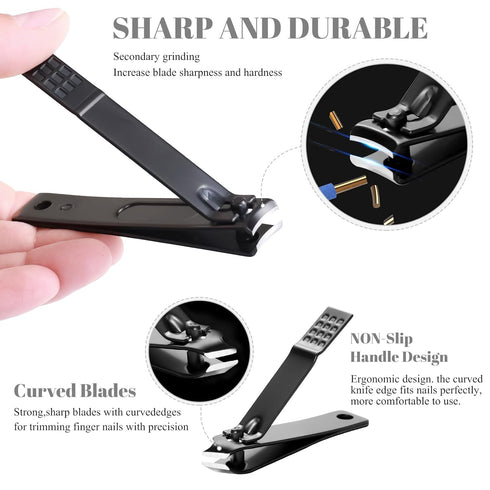 Manicure Pedicure Kit, 5 Pieces Nail Clippers Set for Fingernails & Toenails with Travel Case for Men & Women