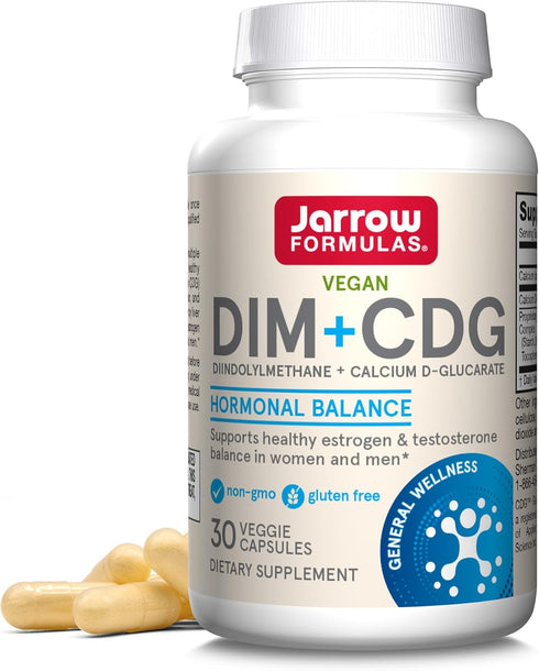 Jarrow Formulas DIM + CDG - 30 Veggie Capsules - Dietary Supplement for Liver Detox Support, Healthy Hormone Regulation