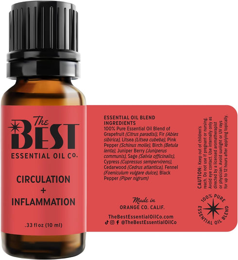 The Best Circulation + Inflammation Essential Oil Blend, 100% Pure & Natural, Aromatherapy, 10 ml