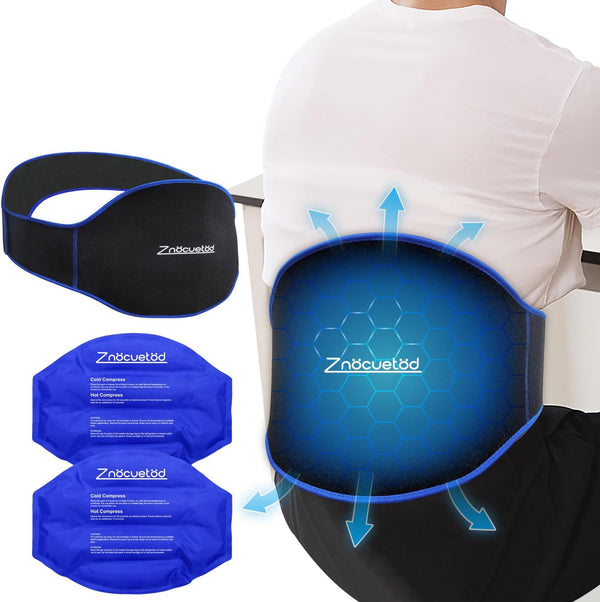 Extra Large Ice Pack for Back Pain Relief - 2 Pack Reusable Gel Hot Cold Pack for Lumbar, Sciatica, Herniated Disc