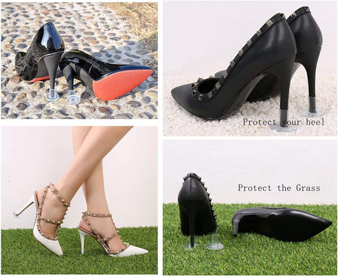 Clear High Heel Protectors, FARCURN Soft Heel Covers for Walking on Grass, 3 Sizes (S/M/L) 3 Pair Pack
