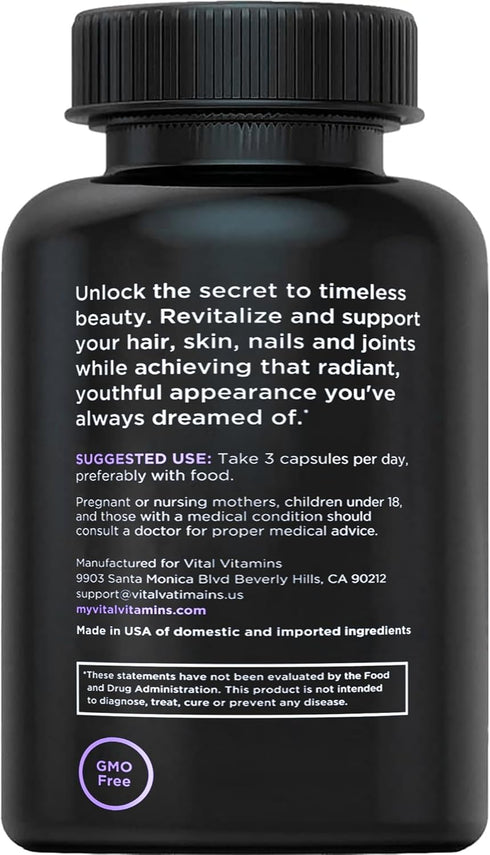 Vital Vitamins Multi Collagen Plus - Biotin, Hyaluronic Acid, Vitamin C for Hair Growth Support - 150 Pills
