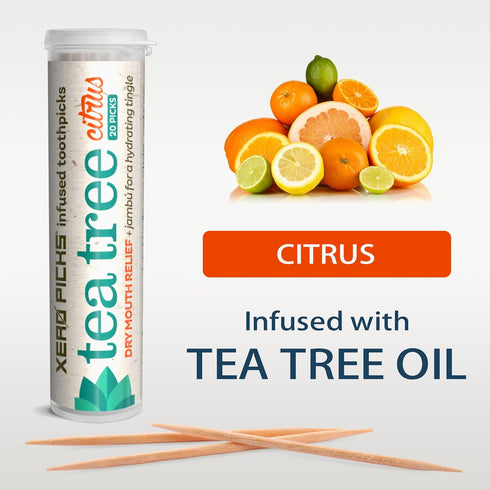 Xero Picks Tea Tree Flavored Toothpicks for Long Lasting Fresh Breath & Dry Mouth Prevention (Citrus)