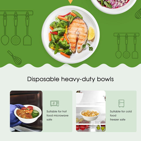ECOLipak 150 Pack 12 oz Disposable Compostable Bowls, Heavy-Duty Biodegradable Soup Bowls, Eco-Friendly