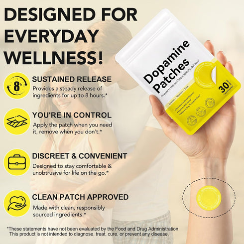 WELOSUER Dopamine Patches Extra Strength, Mood Support Patches for Daily Mental Wellness, Mood Boost & Positivity
