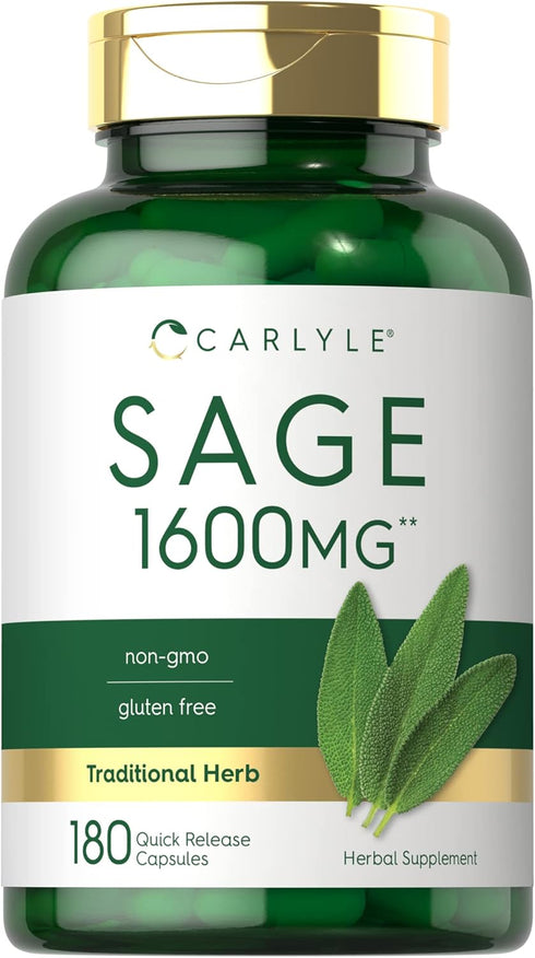 Carlyle Sage Supplement 1600mg, 180 Capsules, High Potency, Non-GMO, Gluten Free