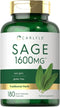 Carlyle Sage Supplement 1600mg, 180 Capsules, High Potency, Non-GMO, Gluten Free