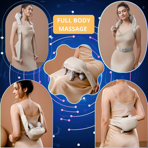 Luxe Wearable Neck & Shoulder Massager with Heat, Eco-Friendly Material, Ergonomic Design, Deep Kneading for Pain