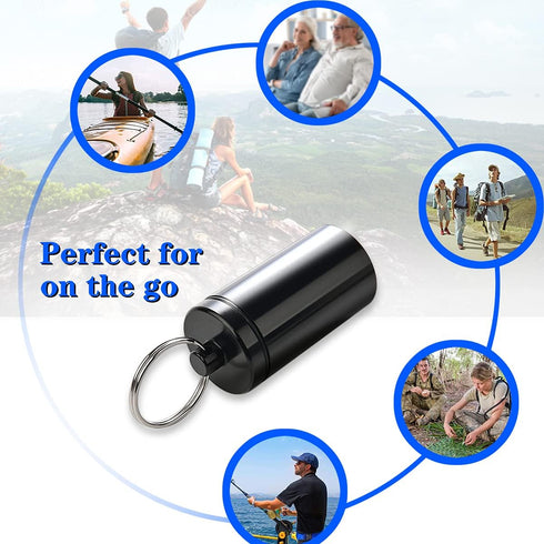 Portable Pill Holder Keychain - Aluminium Alloy Waterproof Pill Box Container for Outdoor Travel, Small Daily Case, 2PCS