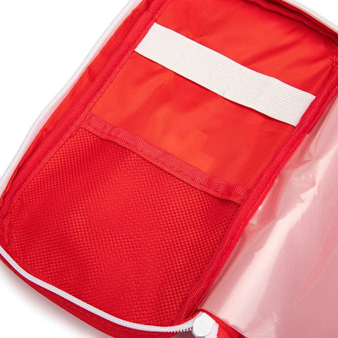 Red First Aid Bag, Empty Travel Rescue Pouch for Medicine Storage, Emergency Bag for Car Home Office
