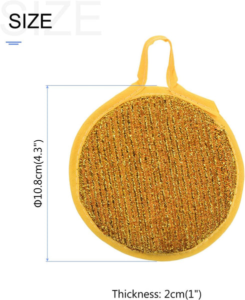 Kitchen Cleaning Sponges (10.8 x 2cm/4.3" x 1"), Scrub Sponges Round Scrubber Scouring Pad Dish Sponge - for Dish, Pots and Pans Cleaning, Yellow