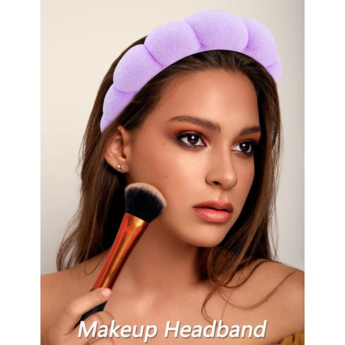 VELSCRUN 6 Pack Spa Headband, Makeup Headband, Purple Sponge Hair Band for Washing Face and Gifts