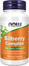 NOW Supplements Bilberry Complex 80 mg with Beta-Carotene & Riboflavin, 100 Veg Capsules