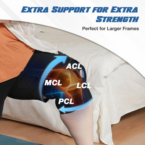 Nvorliy Plus Size Knee Brace for Knee Pain, Extra Large Knee Brace for Women and Men, Adjustable Knee Support with Side