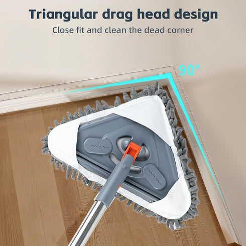 Lihengkong Long Handle Wall Mop & Baseboard Cleaner - Multi-Surface Dusting Tool for Walls, Floors, Baseboards
