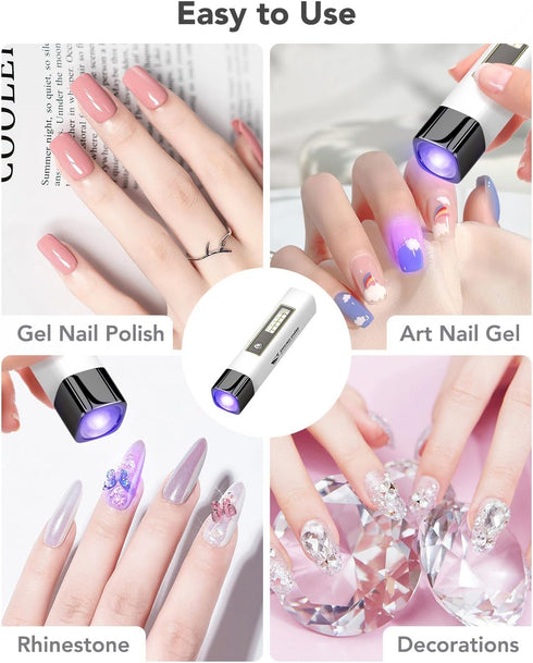 Smiling Shark Gel Nail Light, Handheld UV Nail Light, Mini Portable Cordless USB Power Bank for Fast Curing & Manicure