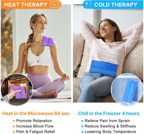 Atsuwell Microwave Heating Pad Set of 2, 6 x 11 Microwavable Heat Pad for Pain Relief, Moist Heat Pack