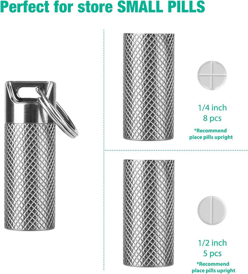 Opret Waterproof Titanium Pill Container with Keychain & Necklace - Mini Pill Holder for Travel