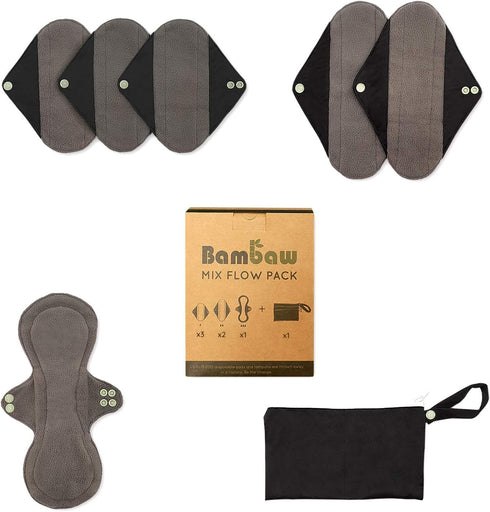 Reusable Sanitary Pads with Discreet Pouch | Mix Pack | Cloth Menstrual Pads | Reusable Feminine Pads | Washable Pads