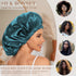 Satin Bonnet Hair Bonnet for Sleeping, Slouchy Beanie Hat for Women's Natural & Curly Hair (Blue Zircon)