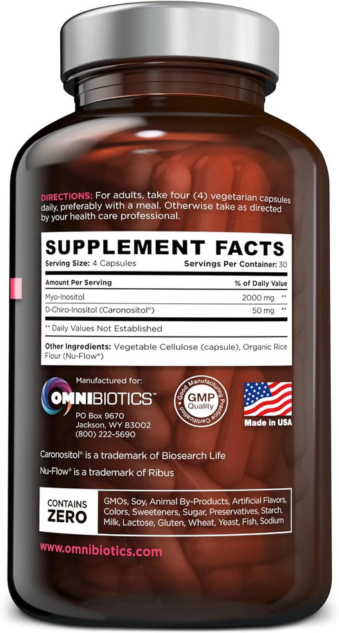 Myo-Inositol Plus & D-Chiro Inositol Supplement - Natural PCOS Supplements for Hormone Balance and Ovarian Support |
