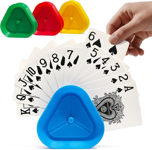 LEAFORIA Playing Card Holders 4 Pack - Triangle Hands Free Card Holder for