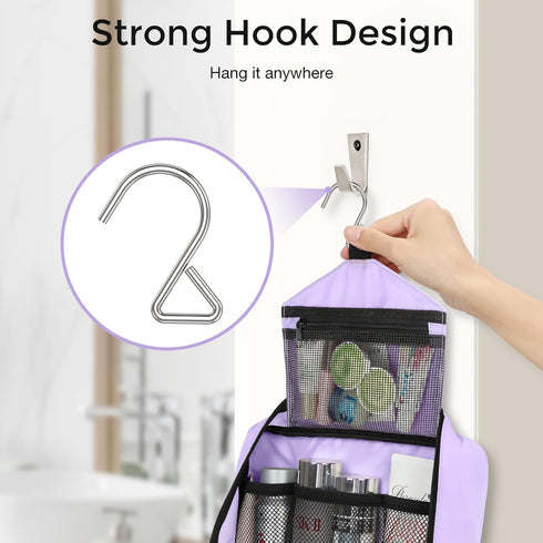 Maliton Travel Toiletry Bag for Women, Hanging Organizer with 4 Compartments, Portable Waterproof Compact Bathroom Bag