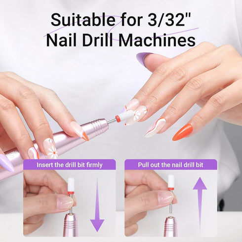 MelodySusie 21pcs Nail Drill Bit Set, Professional Ceramic Diamond Carbide Acrylic Gel Nail Art Tool Kit for Manicure