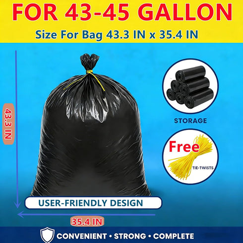 LONGOMA 45 70 Count 2.0 36x 44 Commercial, Gallon Trash Bags, Heavy Duty Garbage Bags, Mil Extra Thick Trash Can Liners