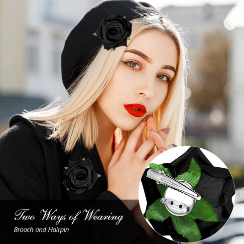 Waydress 12 Pieces Rose Flower Hair Clip Brooch Floral Clips Mexican Hair Pins Accessories for Women Mother Bridal