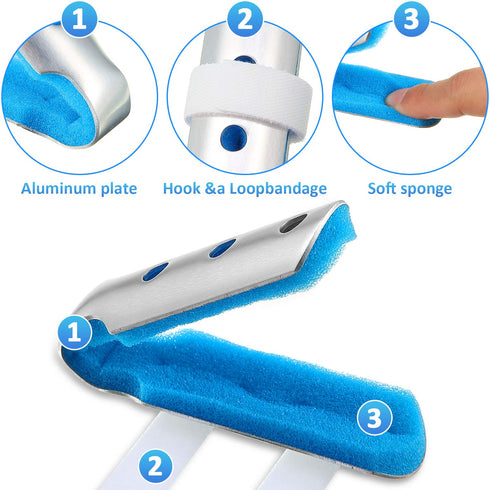 6 Pieces Metal Finger Splints, Finger Support Stabilizer for Adults and Children, 3 Sizes (Blue)