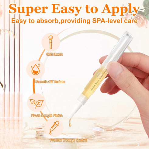 Meschett 4PCS Cuticle Oil Pens with Nail File, Natural Ingredients Nail Pen Oil for Repairing Cracked Fingernails
