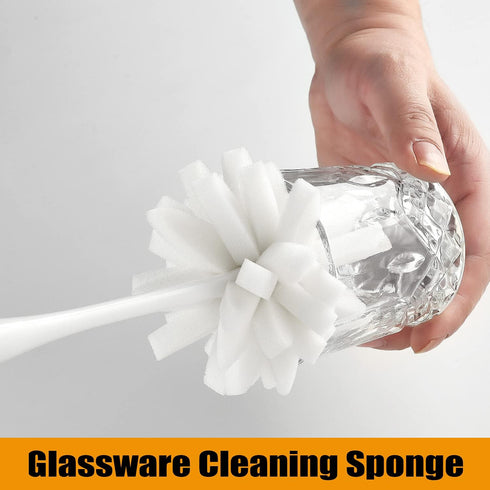 ALINK Pack of 3 Bottle Glass Dish Sponge Cleaning Brush with Handle