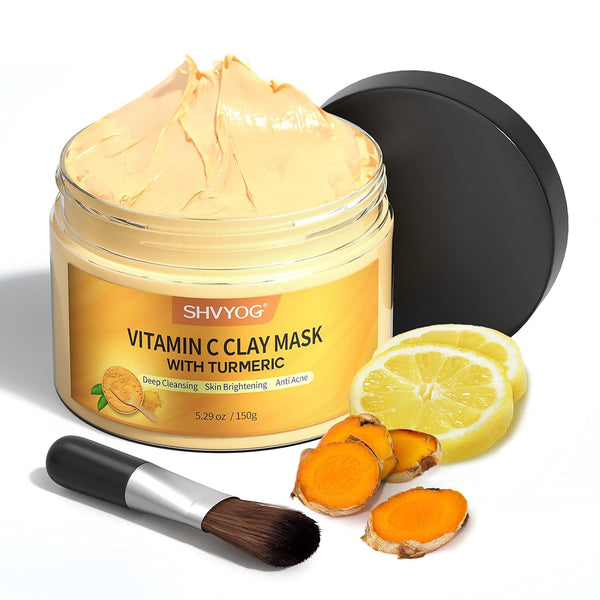 Vitamin C Face Mask with Kaolin Clay and Turmeric for Dark Spots and Dull Skin, 5.29 Oz